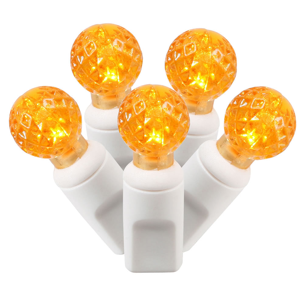 Vickerman 50 Orange G12 LED Light on White Wire, 25' Christmas Single Mold Light Strand- 2 Pack