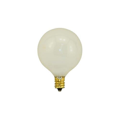 Bulbrite 25G16WH2 25 Watt Incandescent G16.5 Globe, Candelabra Base, White