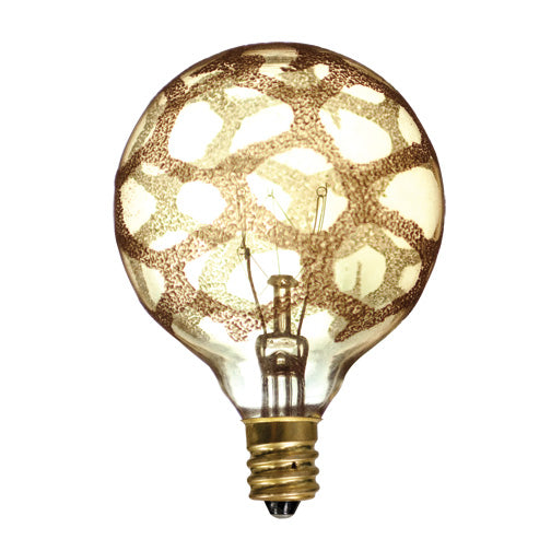 Bulbrite 25G16/MAR/E12 Crystal Collection 25 Watt Incandescent G16 Globe, Marble Finish, Candelabra Base, Amber