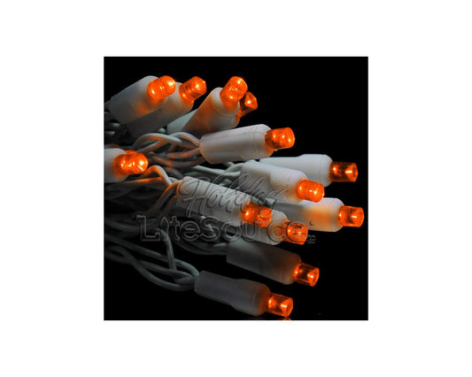 Orange Conical LED Craft Lights on White Wire - 20 Lights, Approx. 5' Long