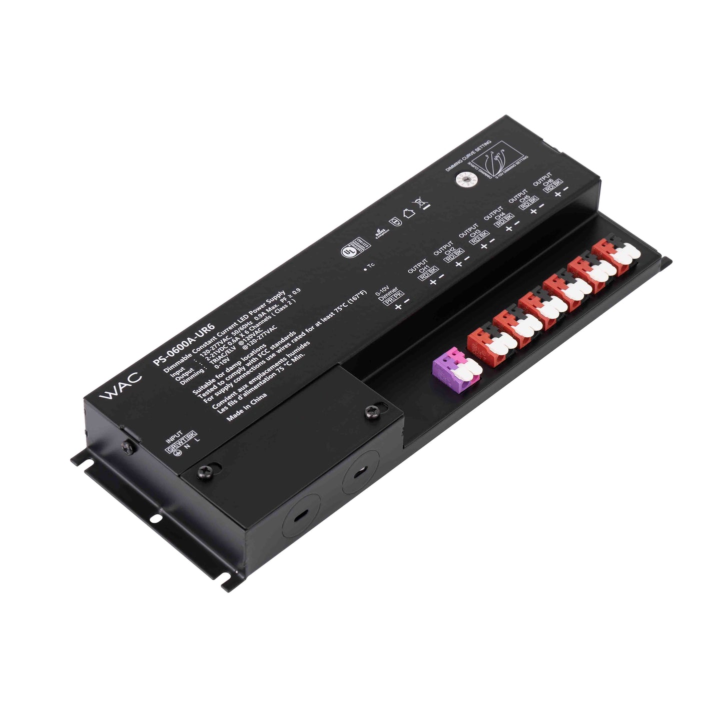 REMOTE DIMMABLE ENCLOSED POWER SUPPLY 6x  600mA 2-21VDC 75.6W