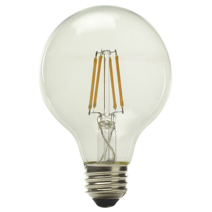 Luxrite LED G25 Globe Light Bulb, E26 Medium Base, 5W, 5000K - Bright White, 80 CRI, Clear Finish, Dimmable, Pack of 7 (LR21620)