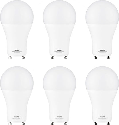 Sunlite 82102 LED A19 Light Bulb, 12 Watts (75W Equivalent) 1100 Lumens, GU24 Twist and Lock Base, Dimmable, UL Listed, 90 CRI, 3000K Warm White, 6 Pack