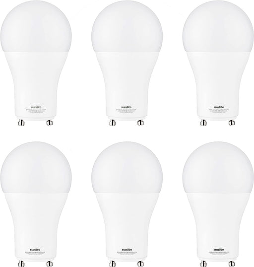 Sunlite 82102 LED A19 Light Bulb, 12 Watts (75W Equivalent) 1100 Lumens, GU24 Twist and Lock Base, Dimmable, UL Listed, 90 CRI, 3000K Warm White, 6 Pack