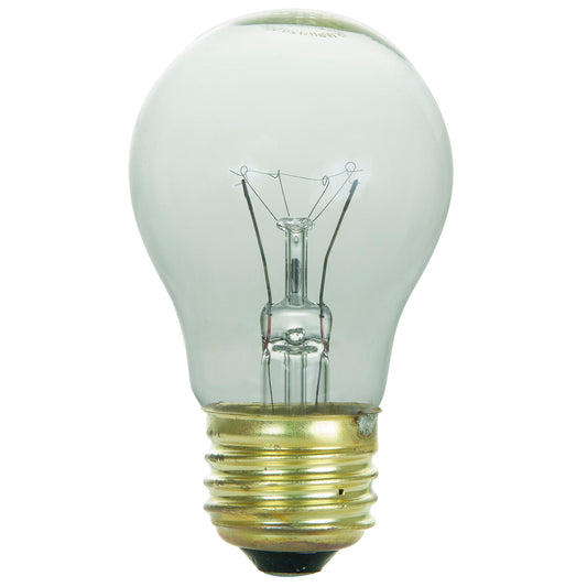 Incandescent Appliance A15 Light Bulb, 15 Watts, 90 Lumens, Medium Base (E26), Dimmable, Mercury Free, 2600K Warm White, Clear, 24 Count