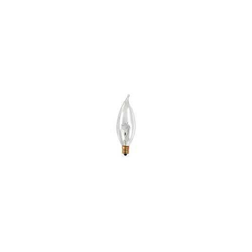 Bulbrite 40CFC/32/3 40 Watt Incandescent CA10 Flame Tip Chandelier Bulb, Candelabra Base, Clear