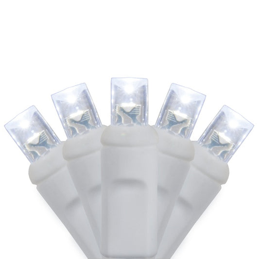 SUPER STROBE 50-LITE 4" SPACING 5MM LED LIGHT SET; PURE WHITE BULBS; WHITE WIRE, Approx. 17'4" Long