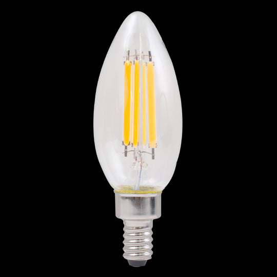 Luxrite LED B11 Torpedo Tip Chandelier Light Bulb, E12 Candelabra Base, 7W, 5000K - Bright White, 800 Lumens, 80 CRI, Clear Finish, Dimmable, Pack of 7 (LR21638)