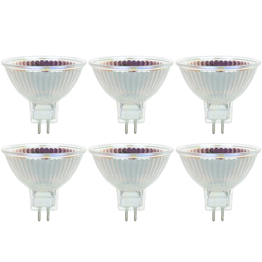 Sunlite Series 35MR16/FL/12V/6PK Halogen 35W 12V MR16 Flood Light Bulbs, 3200K Bright White, GU5.3 Base, 6 Pack