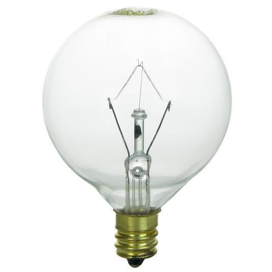 Sunlite 25 Watt G16.5 Globe, Candelabra Base, Clear