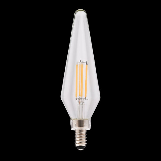 Luxrite LED HX10.5 Crystal Filament Chandelier Light Bulb, E12 Candelabra Base, 4.5W, 4000K - Cool White, 500 Lumens, 80 CRI, Clear Finish, Dimmable (LR21672)