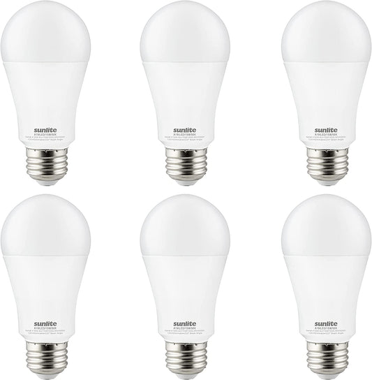 Sunlite 80808 LED A19 Light Bulb, 15 Watts (100W Equivalent), 1600 Lumens, Medium E26 Base, Dimmable, UL Listed, Energy Star, Frost, 4000K Cool White, 6 Pack