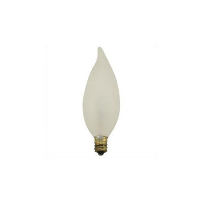 Bulbrite B25CFF 25 Watt Incandescent CA10 Flame TIp Chandelier Bulb, Candelabra Base, Frost 2-Pack