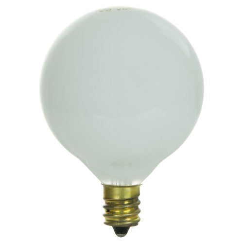 Sunlite 15G16.5/WH/CD2 Incandescent 15-Watt, Candelabra Based, G16.5 Globe Bu...