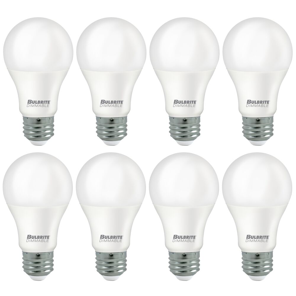 Bulbrite Pack of (8) 9 Watt Frost A19 LED Light Bulbs with Medium (E26) Base, 5000K Soft Daylight Light, 750 Lumens