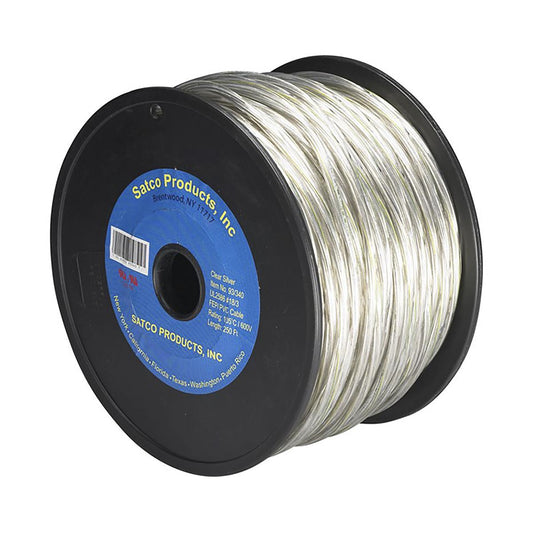 Pulley Bulk Wire; 18/3 FEP PVC 600V High Temperature 105C Teflon; Tinned Copper; 250 Foot/Spool; Clear Silver