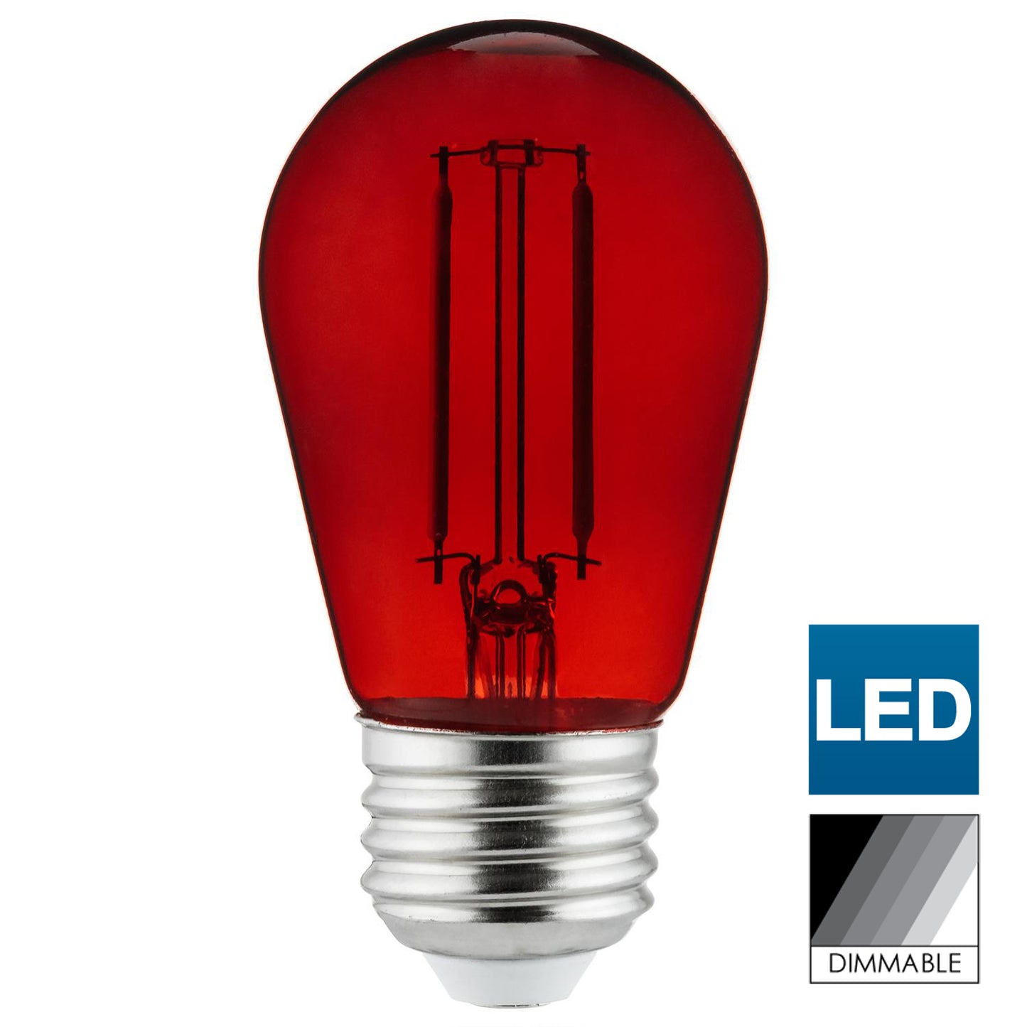 Sunlite LED Transparent Red Colored S14 Medium Base (E26) Bulb - Parties, Decorative, and Holiday 15,000 Hours Average Life