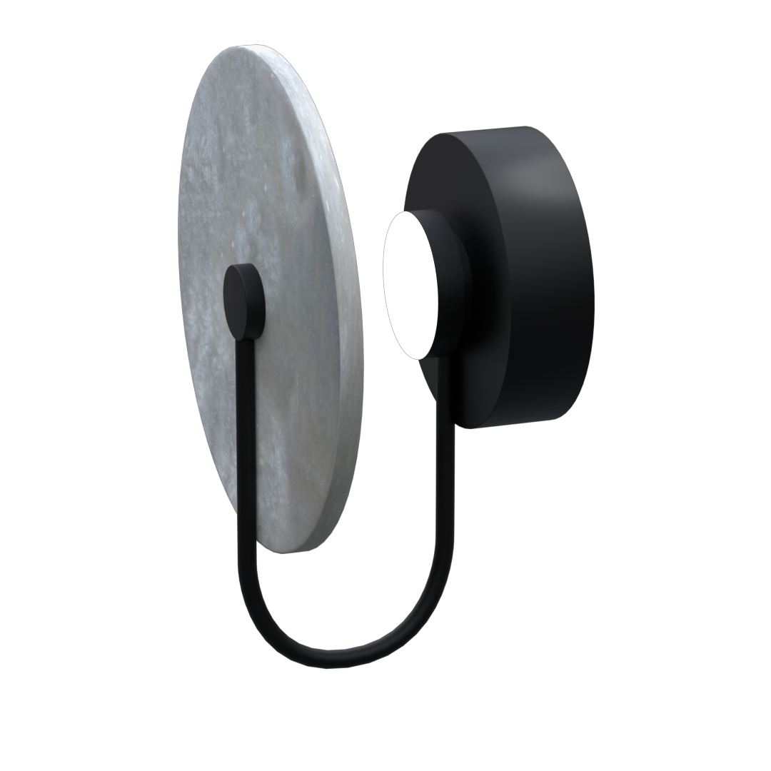 Coprire LED Round Modern Wall Sconce Black Finish with Marble Shade