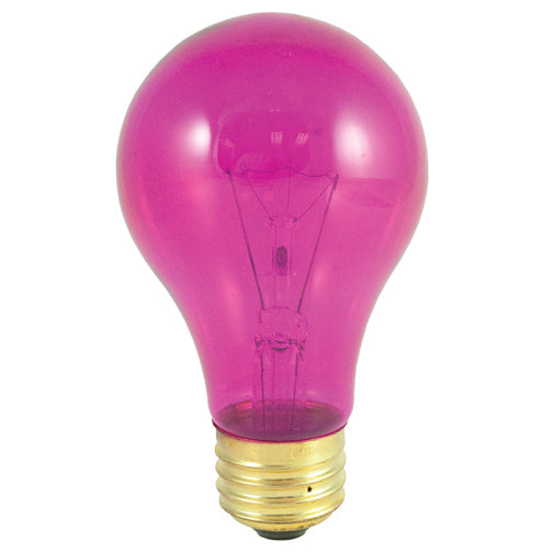 Bulbrite 25A/TP 25 Watt Incandescent A19 Party Bulb, Medium Base, Transparent Pink