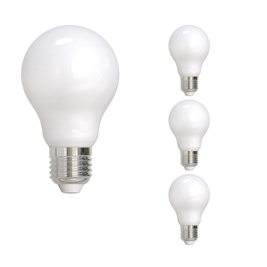 Bulbrite LED Filament Pack of (4) 7 Watt Dimmable A19 Light Bulbs with Milky Finish and Medium (E26) Base - 3000K (Soft White Light), 800 Lumens