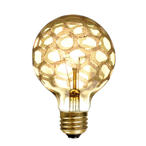 Bulbrite 40G25/MAR Crystal Collection 40 Watt Incandescent G25 Globe, Marble Finish, Medium Base, Amber