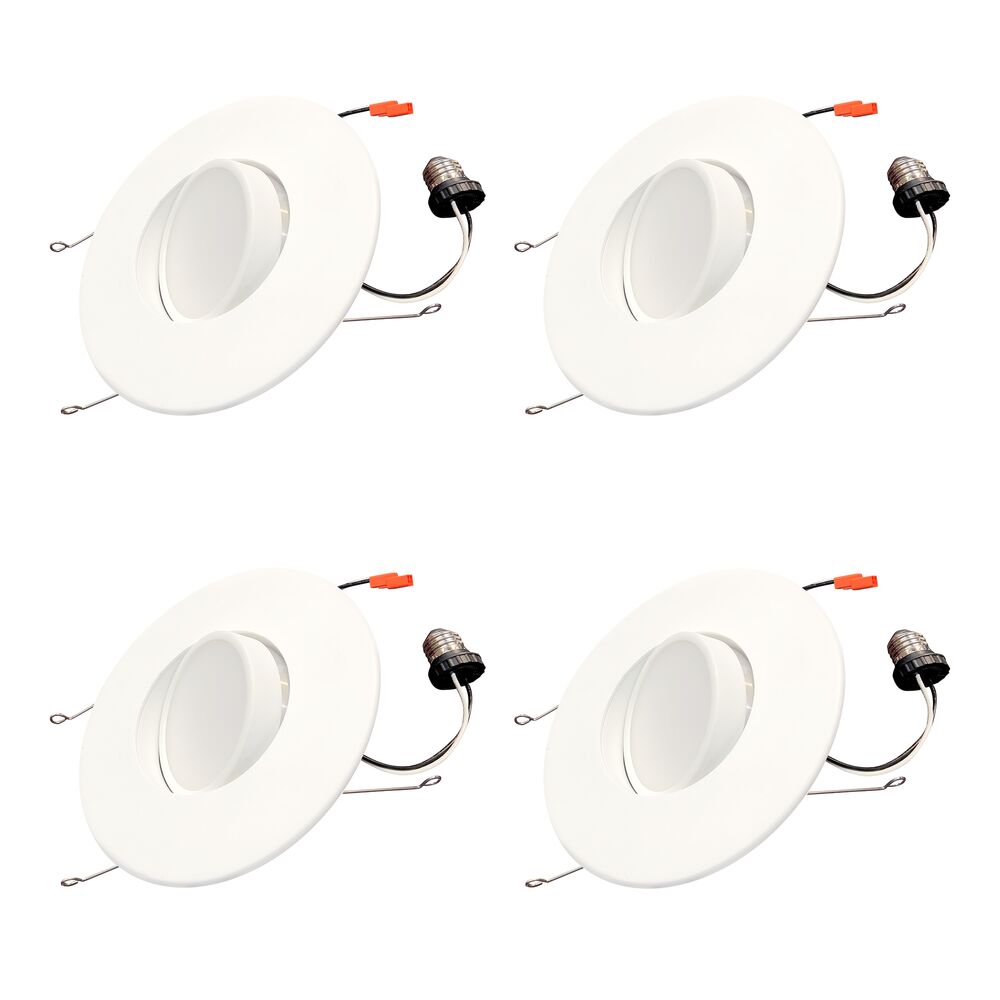 Bulbrite Pack of (4) 5/6" Integrated LED Recessed Adjustable Retrofit Light Kit with Gimbal, 65-Watt Equivalent, 2700K