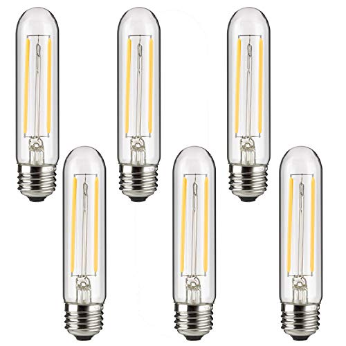 Sunlite 80615 LED Filament T10 Tubular Light Bulb, 2 Watts (25W Equivalent), 160 Lumens, E26 Base, Dimmable, 126mm, 2700K - Warm White, Pack of 6