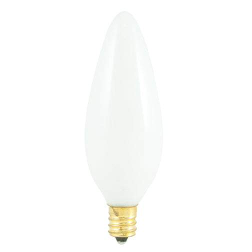 Bulbrite 25CTW/32/3 25 Watt Incandescent B10 Torpedo Chandelier Bulb, Candelabra Base, White