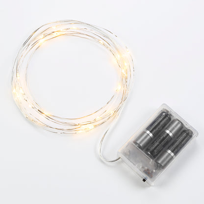 Bulbrite LED/STAR/SIL/S/27K Indoor LED Starry String Lights, 10' Copper Wire, Battery Pack