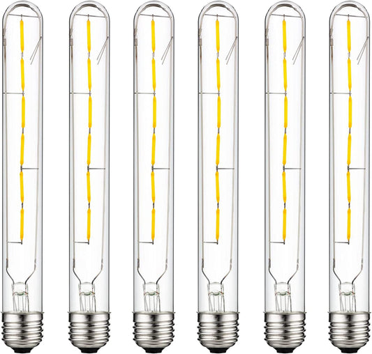 Sunlite 80482 LED Filament T8 Tubular Light Bulb, 5 Watts (40W Equivalent), 430 Lumens, Medium E26 Base, Dimmable, 214 mm, ETL Listed, 2700K Warm White, Pack  of 6