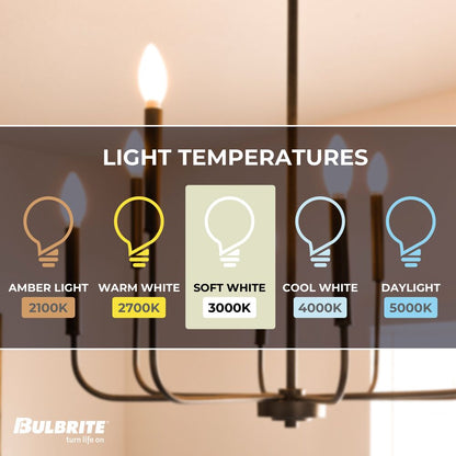 Bulbrite LED Filament Bulb, Milky Finish, 3000K, Fully Compatible Dimming, 4.5 Watts, E12 Candelabra Base, 400 Lumens, 120V, Soft White Light 24-Pack