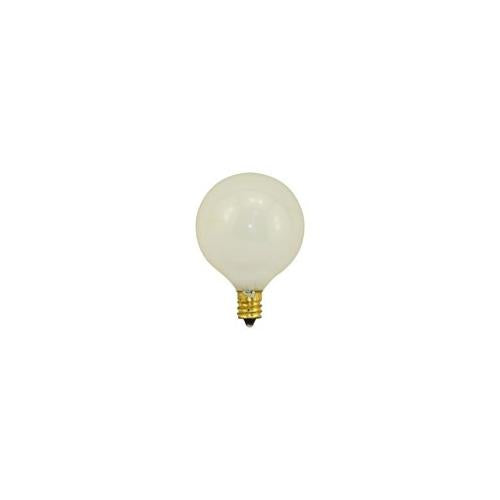 Bulbrite 15G16WH2 15 Watt Incandescent G16.5 Globe, Candelabra Base, White