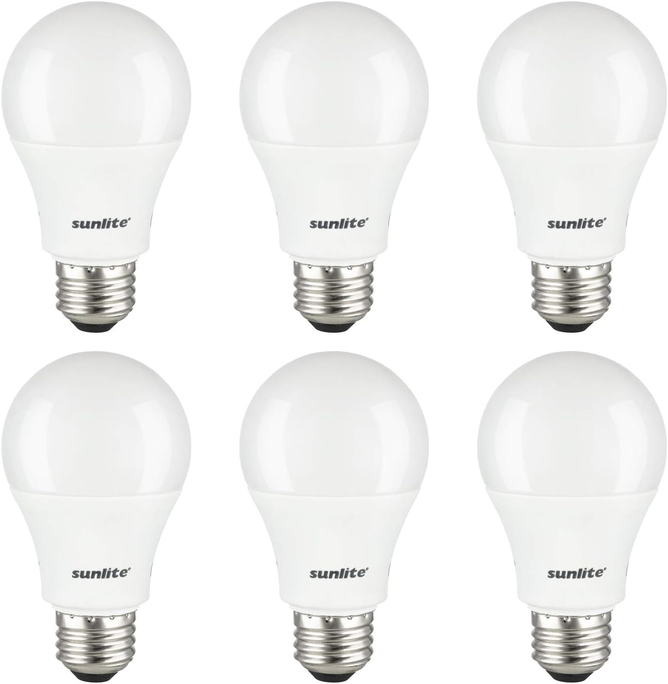 Sunlite 80937-SU LED A19 Light Bulbs, 14 Watts (100W Equivalent), 1500 Lumens, Medium Base (E26), Non-Dimmable, UL Listed, 30K - Warm White, Pack of 6