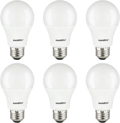 Sunlite 80937-SU LED A19 Light Bulbs, 14 Watts (100W Equivalent), 1500 Lumens, Medium Base (E26), Non-Dimmable, UL Listed, 30K - Warm White, Pack of 6