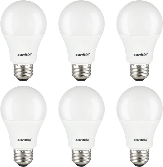 Sunlite 80937-SU LED A19 Light Bulbs, 14 Watts (100W Equivalent), 1500 Lumens, Medium Base (E26), Non-Dimmable, UL Listed, 30K - Warm White, Pack of 6