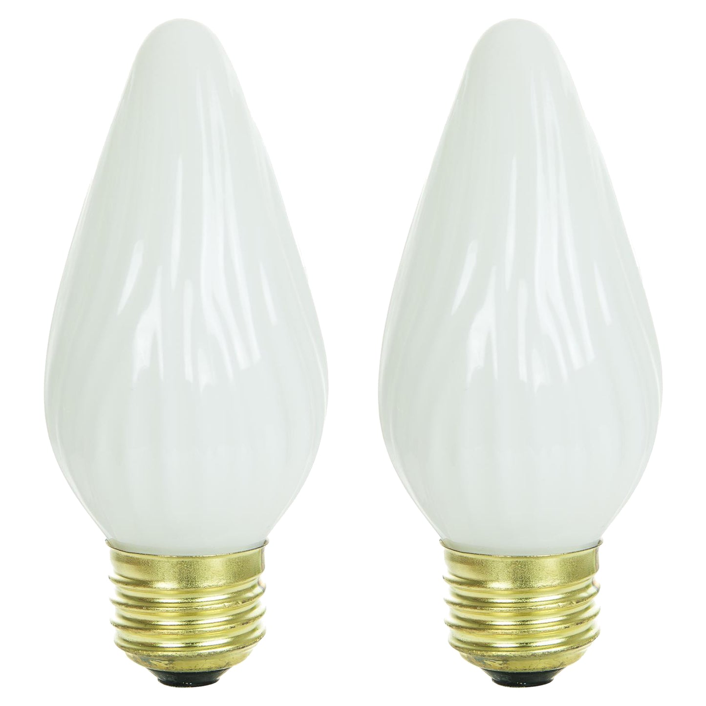 Sunlite 60 Watt Flame Twist, Medium Base, White, 2-Pack