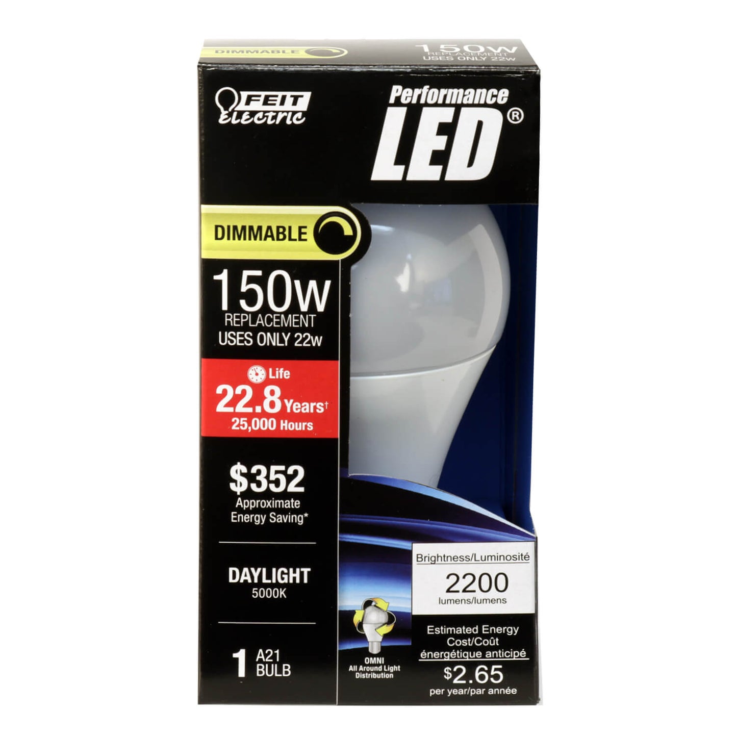 2200 Lumen 5000K Dimmable LED