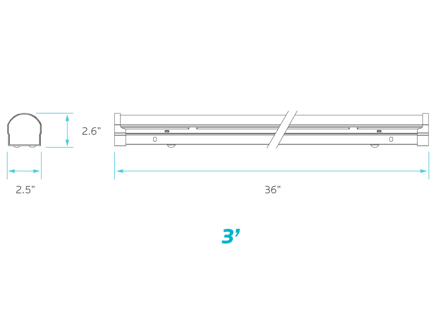 Luxrite Surface Mount LED36/LINEAR/3CCT/UNV2/D 3000K,4000K,5000K Cct Select