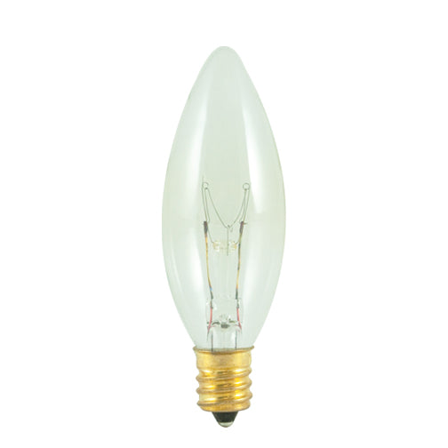 Bulbrite 25CTC/25/2 25 Watt Incandescent B8 Torpedo Chandelier Bulb, Candelabra Base, Clear