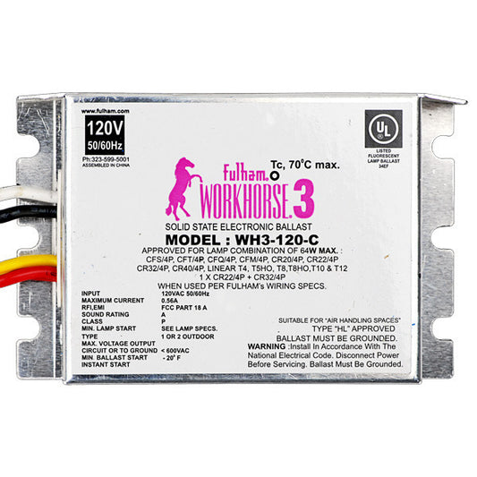 Fulham Workhorse 3 WH3-120-C (2) Lamp - 120 Volt - Instant Start - 0.87 Ballast Factor