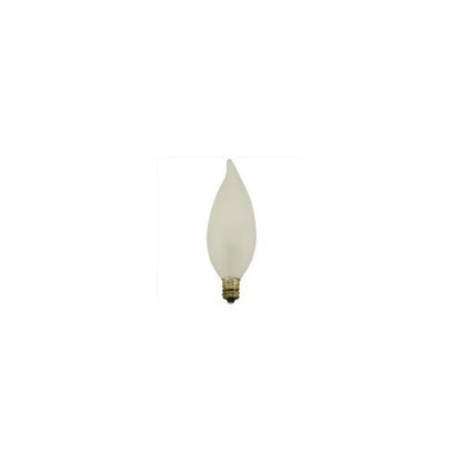 Bulbrite B25CFF 25 Watt Incandescent CA10 Flame TIp Chandelier Bulb, Candelabra Base, Frost 2-Pack