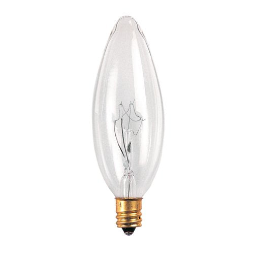 Bulbrite 40CTC/32/2 40 Watt Incandescent B10 Torpedo Chandelier Bulb, Candelabra Base, Clear