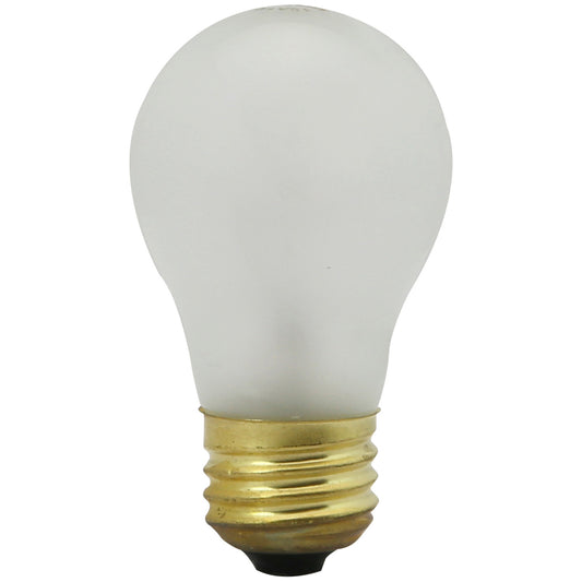 Incandescent Appliance A15 Light Bulb, 15 Watts, 70 Lumens, Medium Base (E26), Dimmable, Mercury Free, 2600K Warm White, Frost, 12 Count