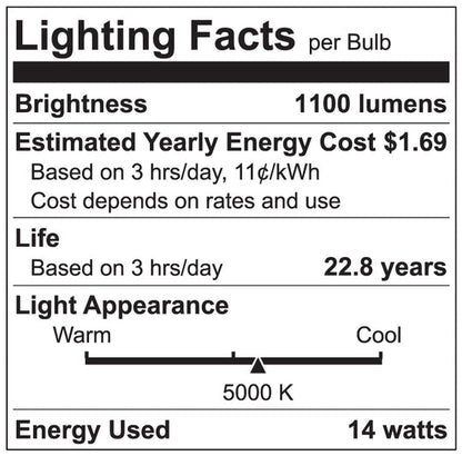 Luxrite LED BR40 Reflector Light Bulb, 14W, 1100 Lumens, 5000K - Bright White, 80 CRI, Frosted White Finish, Dimmable (LR31824)