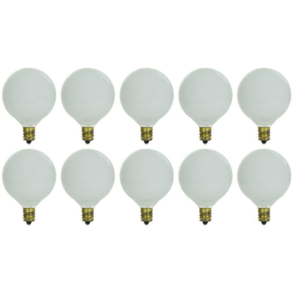 Sunlite 40 Watt G16.5 Globe, Candelabra Base, White