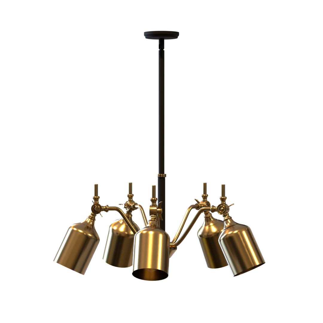 Direttore Five Light Industrial Chandelier Fixture