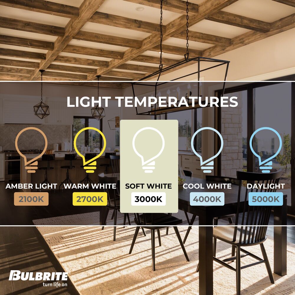 Bulbrite LED Filament Pack of (4) 5.5 Watt Dimmable B11 Light Bulbs with Clear Glass Finish and Medium (E26) Base - 3000K (Soft White Light), 500 Lumens