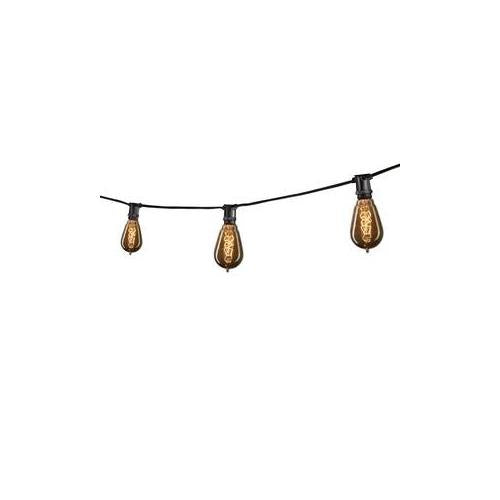 Bulbrite STRING15/E12/BLACK-NOSST15-KT Black Outdoor String Light w/Vintage Edison Spiral Filament Bulbs, 25-Feet, 15 Lights