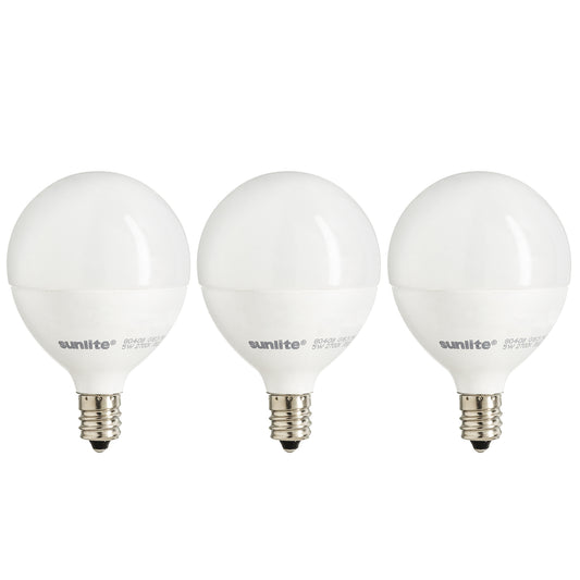 Sunlite G16.5/LED/7W/D/E12/FR/ES/27K/CD/3PK Dimmable Energy Star 2700K Candelabra Base Warm White LED Globe G16.5 7W Light Bulb (3 Pack), Frosted