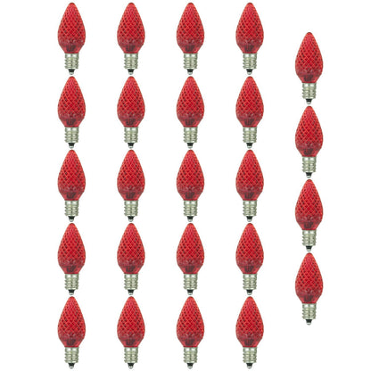 Sunlite 80702 LED C7 Holiday Decorative Light Bulb, 0.4 Watts, E12 Candelabra Base, Faceted Christmas-Lights; Nightlight, Red